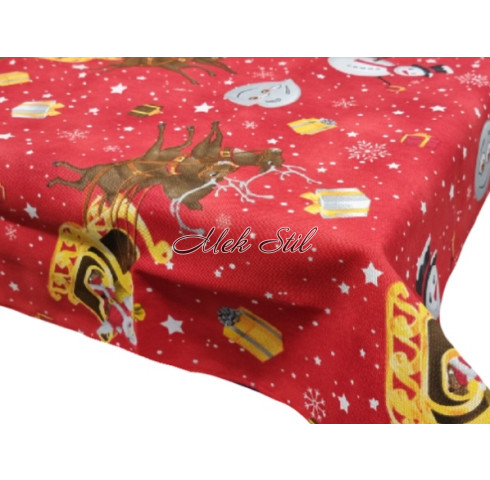 Коледна покривка за маса с тефлоново покритие Дядо Коледа в червено 